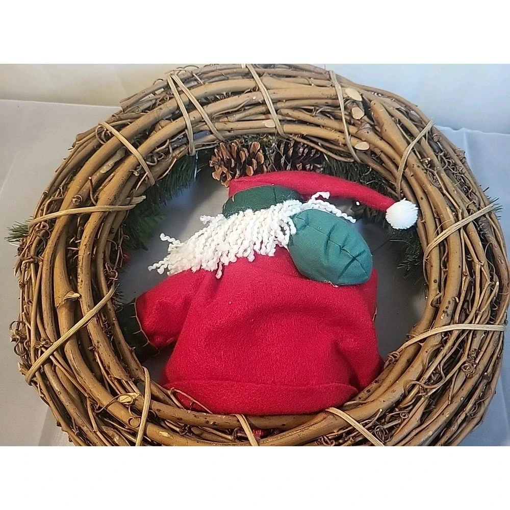 Vintage Handmade Santa‎ Wreath